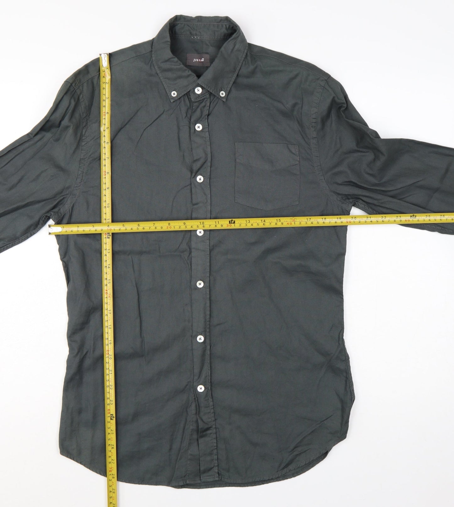 Jigsaw Men's Grey Button-Down Cotton Long Sleeve Shirt Size M
