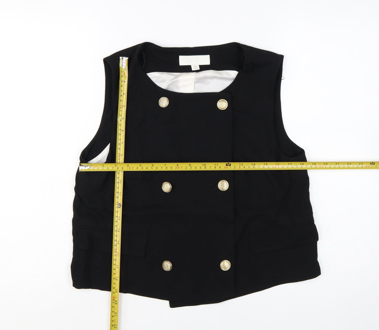 Zara Women Black Double-Breasted Suit Waistcoat L