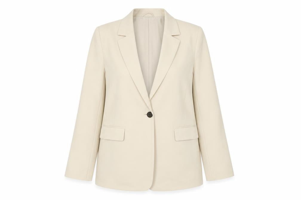 Pull&Bear Women Beige Single-Breasted Blazer Size 14