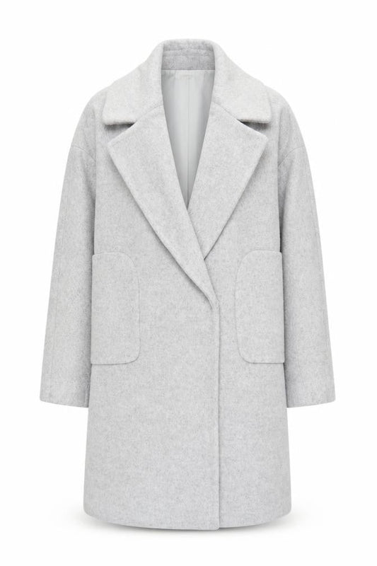 Mixxo Women's Grey Wool Blend Mid-Length Overcoat Size S