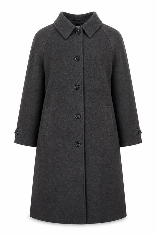 Damart Women's Grey Wool Blend Long Overcoat Size 18