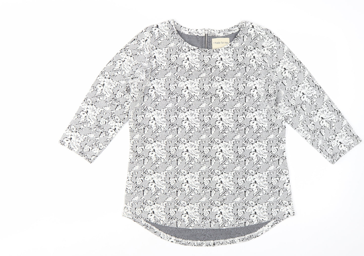 Next Women’s Grey Floral 3/4 Sleeve Jersey Blouse Size 12