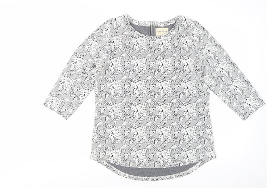 Next Women’s Grey Floral 3/4 Sleeve Jersey Blouse Size 12