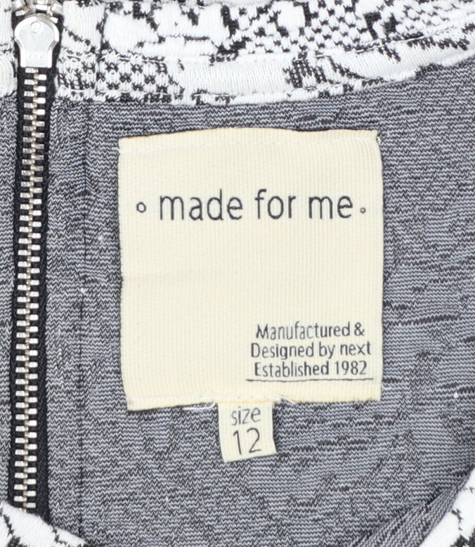 Next Women’s Grey Floral 3/4 Sleeve Jersey Blouse Size 12