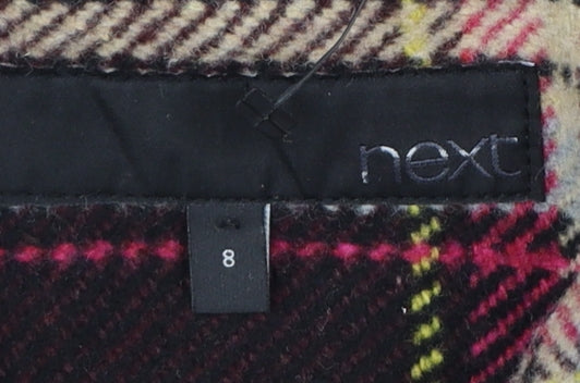 Next Women Brown Check Hooded Duffle Coat Size 8