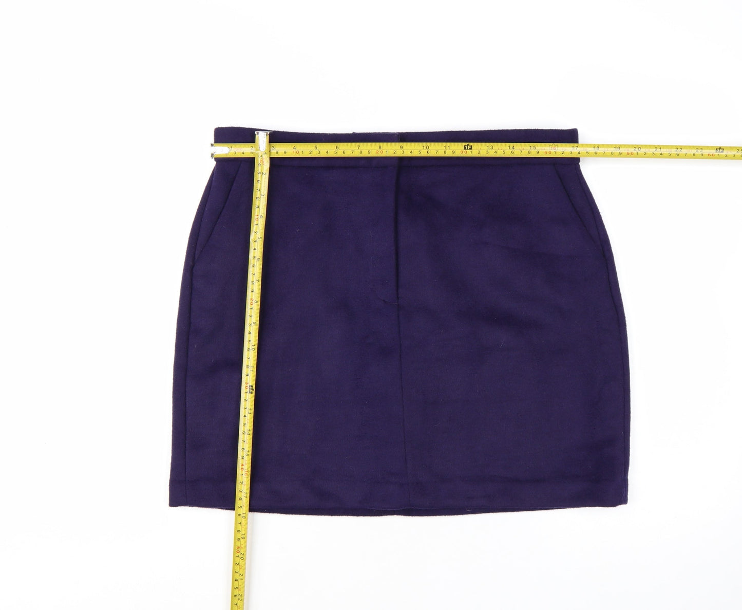 Marks and Spencer Women's Purple Wool Blend Short Pencil Skirt Size 16