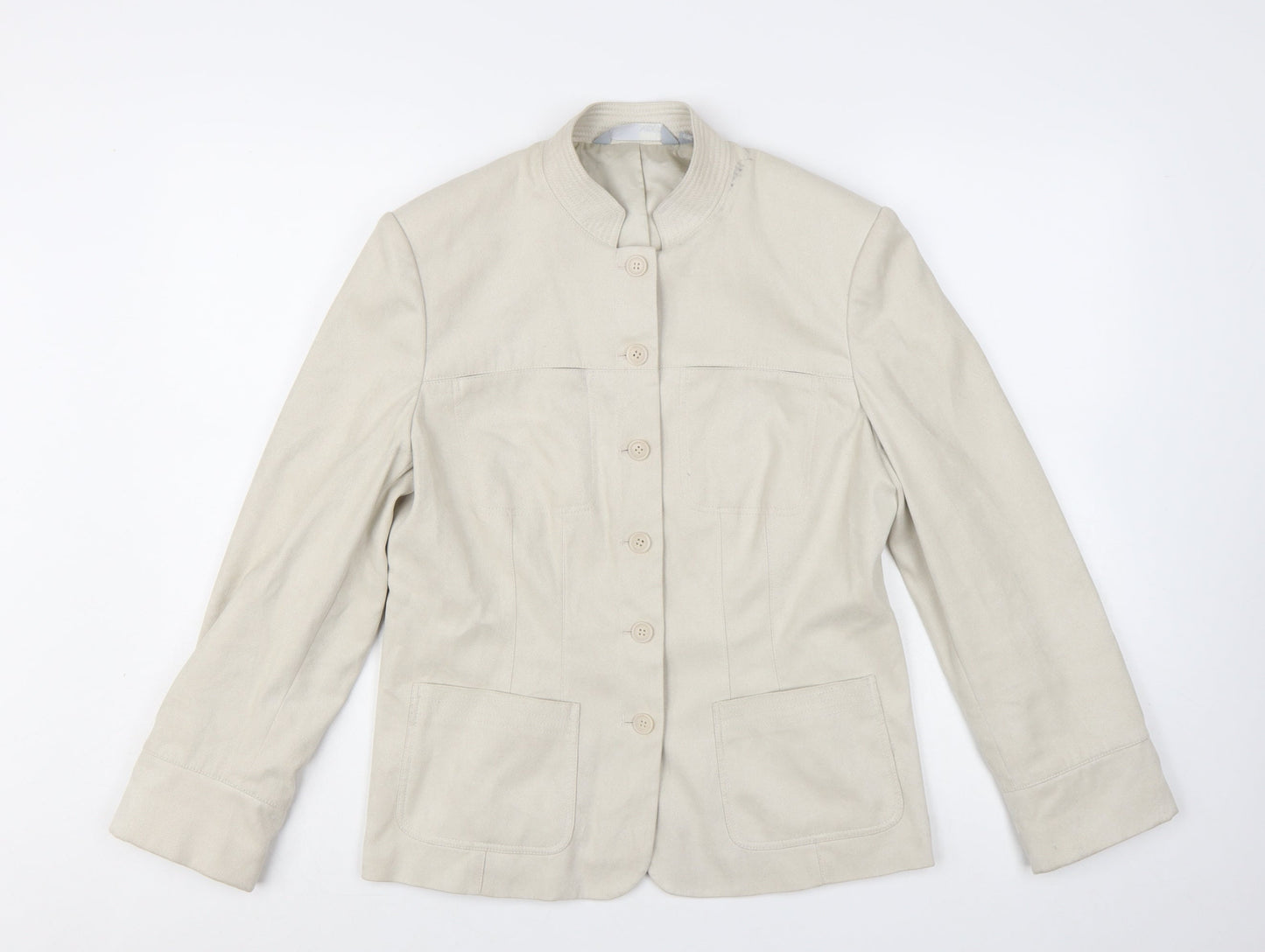 Next Womens Beige Size 14 Blazer Jacket Regular Fit