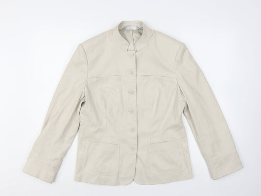 Next Womens Beige Size 14 Blazer Jacket Regular Fit
