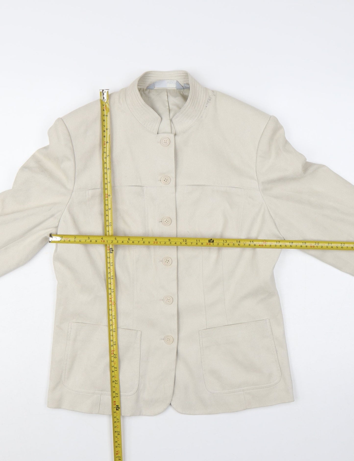 Next Womens Beige Size 14 Blazer Jacket Regular Fit