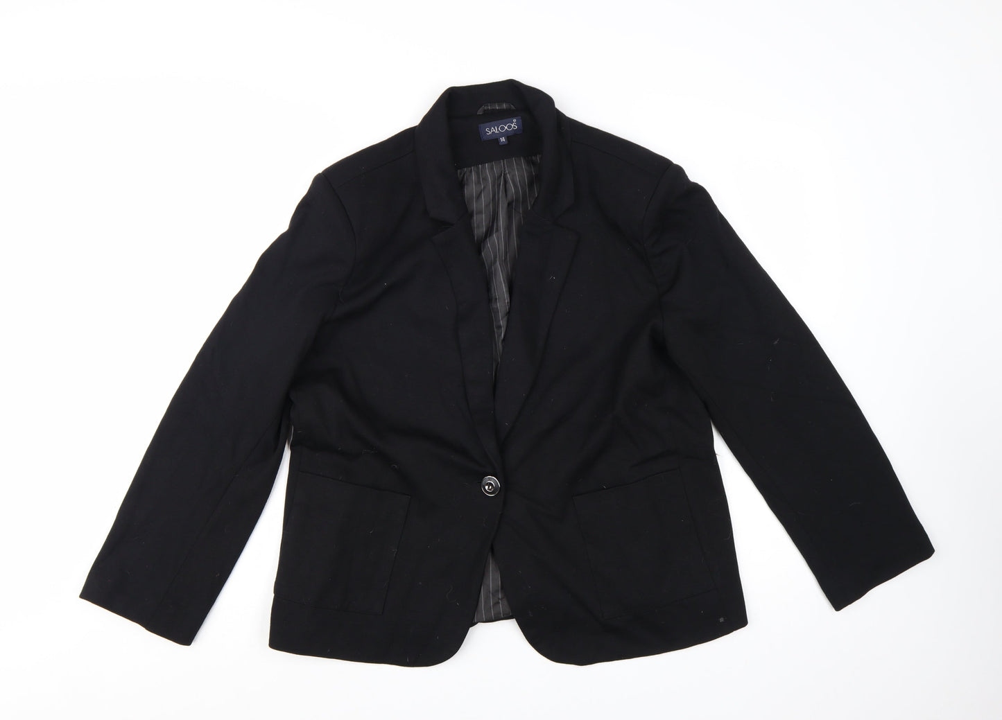 Saloos Women's Black Single-Breasted Blazer UK 14 Tailored Jacket