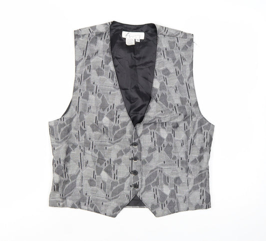 Haley Womens Grey Geometric Cotton Waistcoat Size M Formal Lined