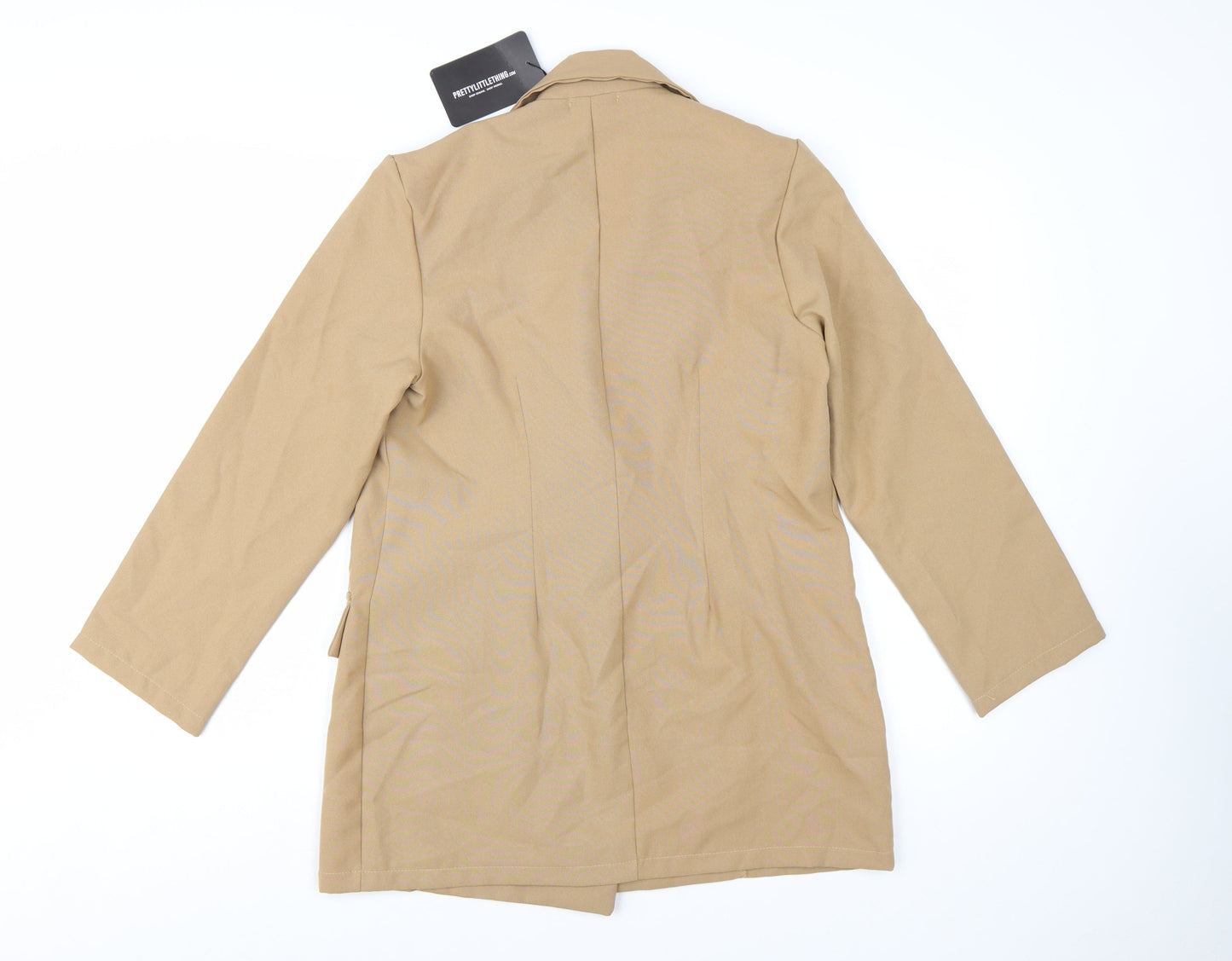 PrettyLittleThing Women Beige Double-Breasted Blazer UK 4 Polyester