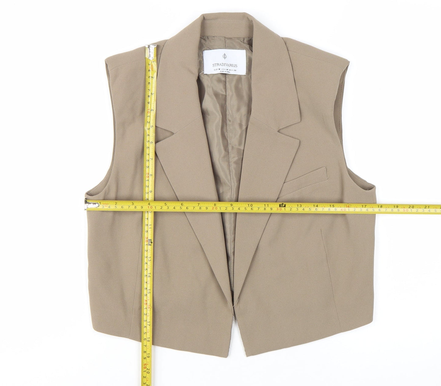 Stradivarius Women Beige Suit Waistcoat Size M Tailored Vest
