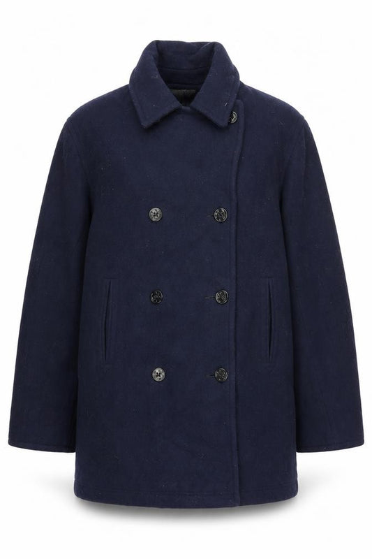 Savannah Women's Blue Wool Pea Coat Size 12 Classic Mid-Length