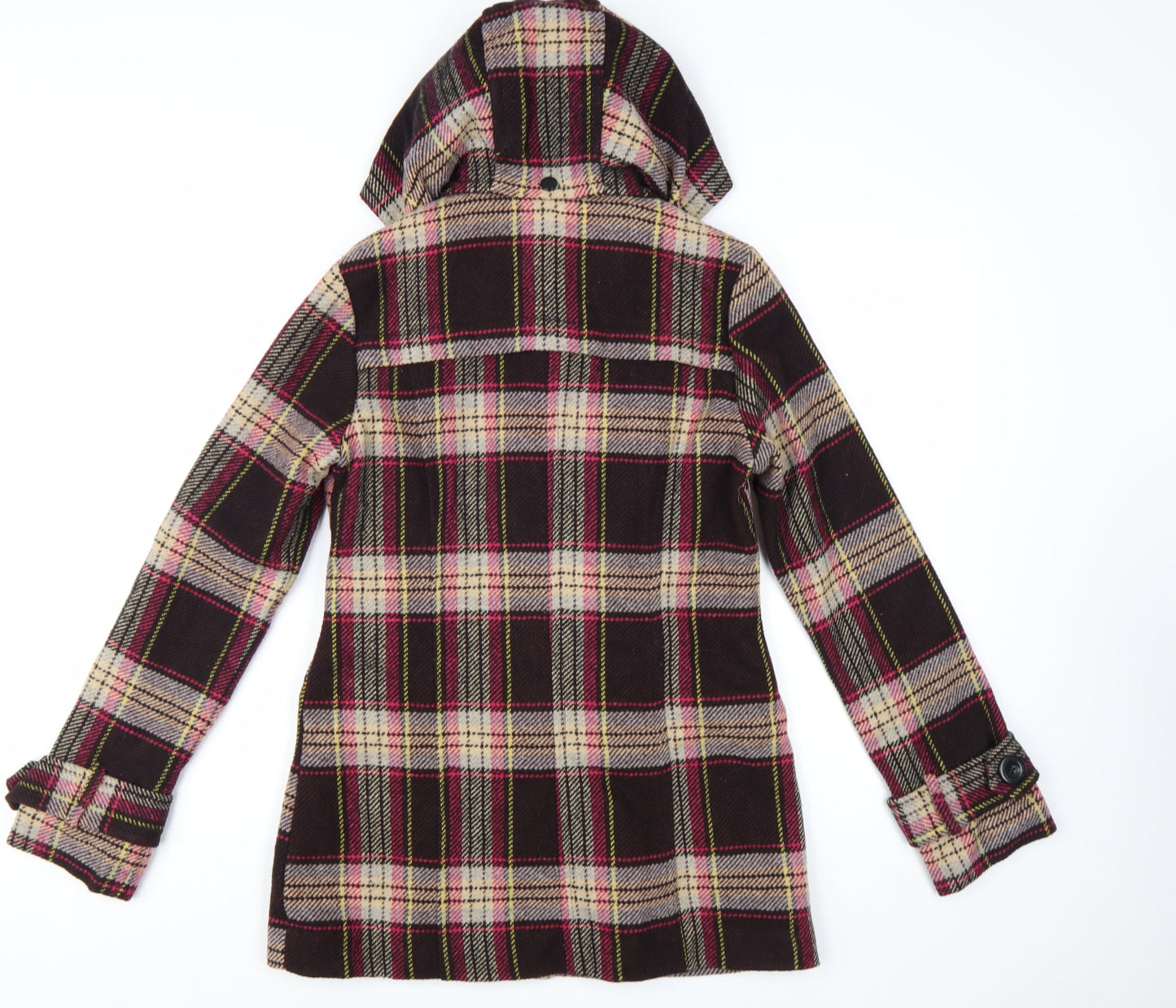 Next Women's Multicoloured Check Hooded Duffle Coat Size 8