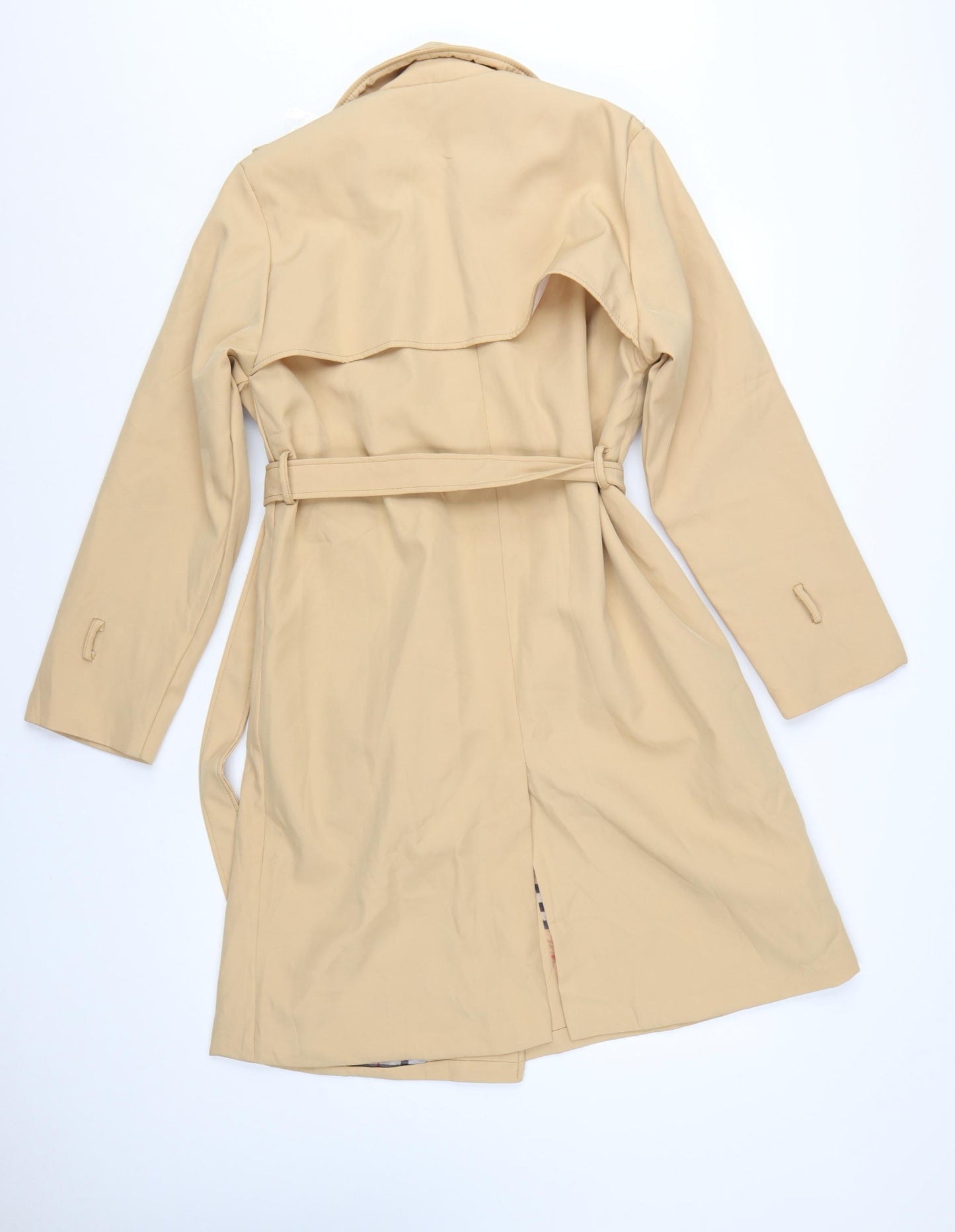 JIEPOTU Women's Beige Trench Coat Long Belted Double-Breasted XL
