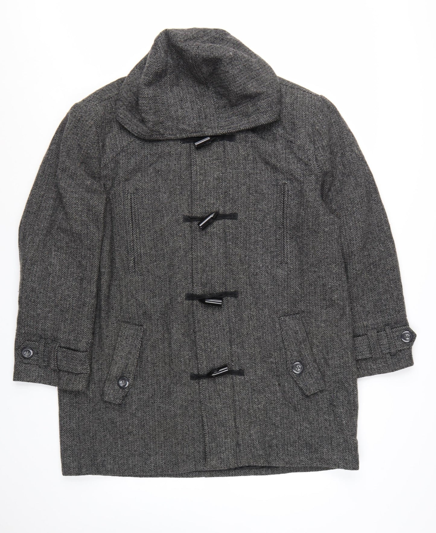Scandia Woods Women's Grey Wool Blend Herringbone Duffle Coat Size L