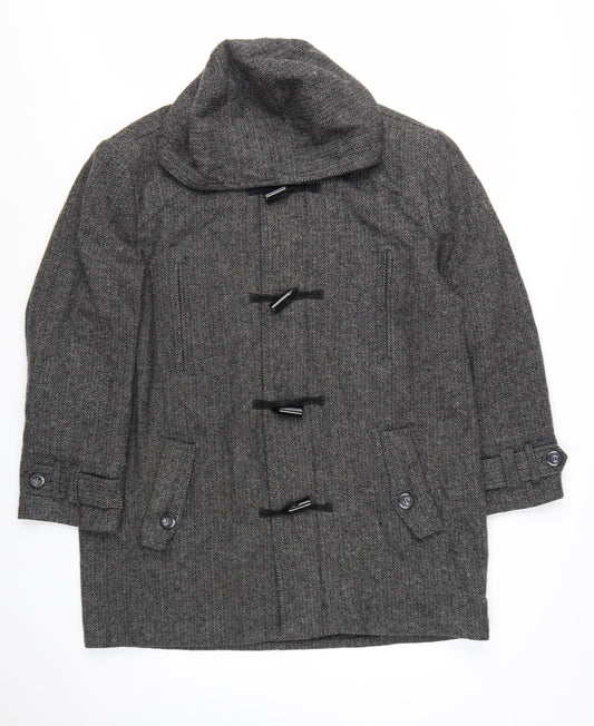 Scandia Woods Women's Grey Wool Blend Herringbone Duffle Coat Size L
