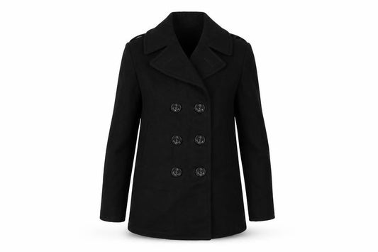 Defense Logistics Agency Women's Black Wool Pea Coat Size 10