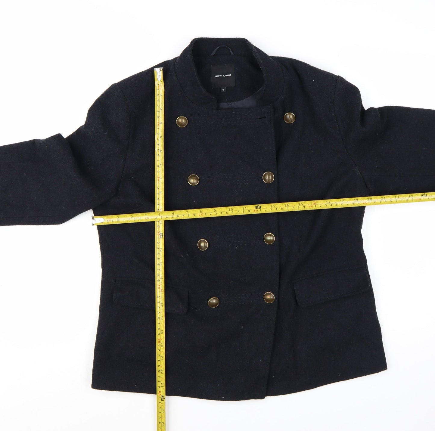 New Look Women's Black Military Jacket Size 14 Wool Blend