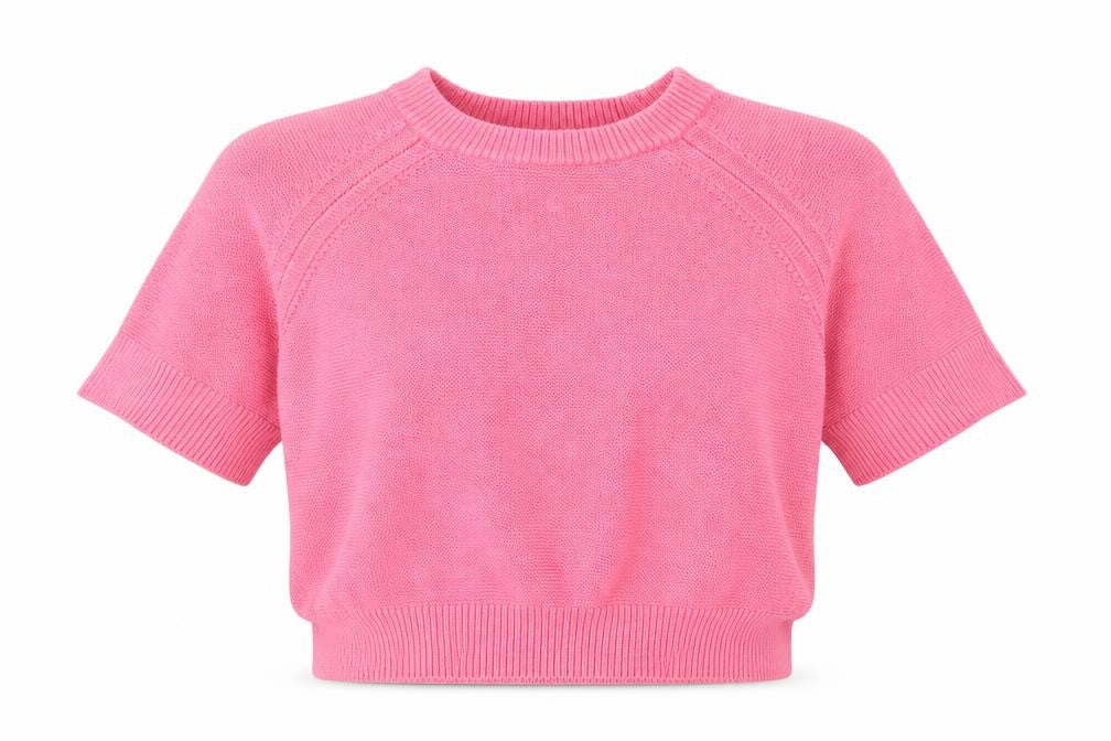 Front view of French Connection Women's Pink Cotton Short Sleeve Jumper L
