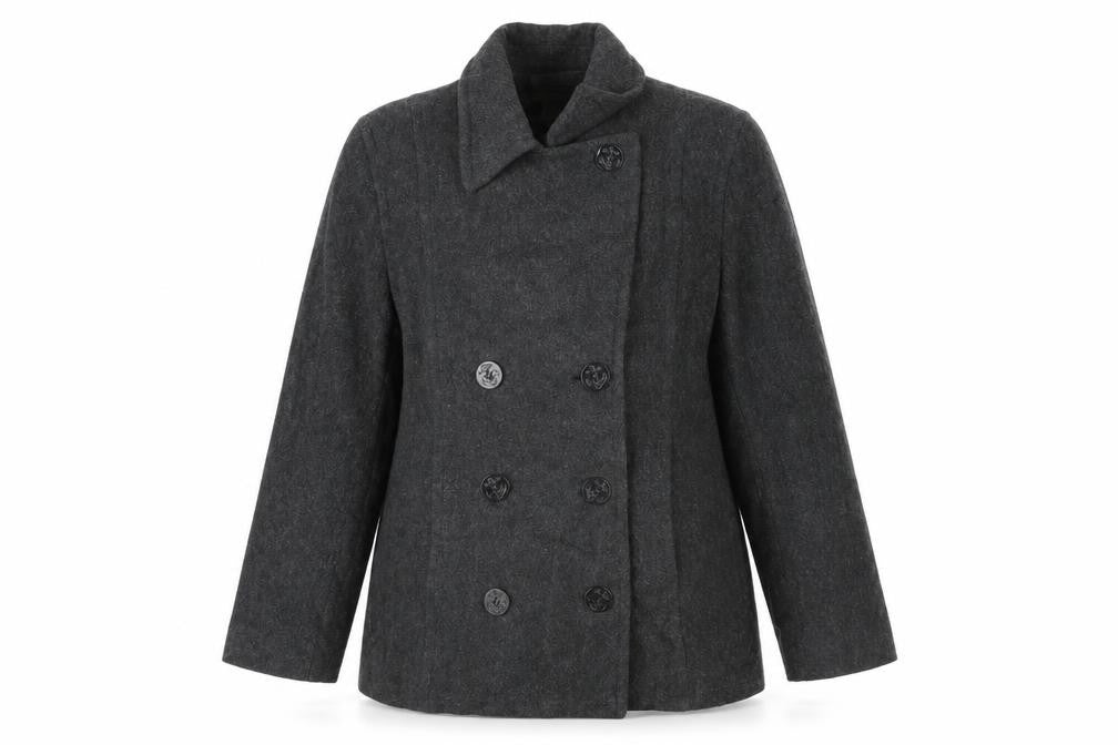 Worthington Women's Black Wool Pea Coat Size 12 Double-Breasted