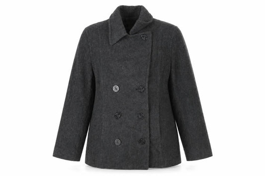 Worthington Women's Black Wool Pea Coat Size 12 Double-Breasted