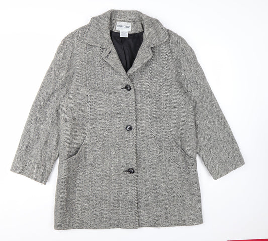 Cabin Creek Women's Grey Herringbone Wool Blend Overcoat Size 8