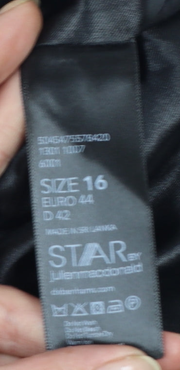 Star by Julien Macdonald Women's Black Velvet Biker Jacket Size 16