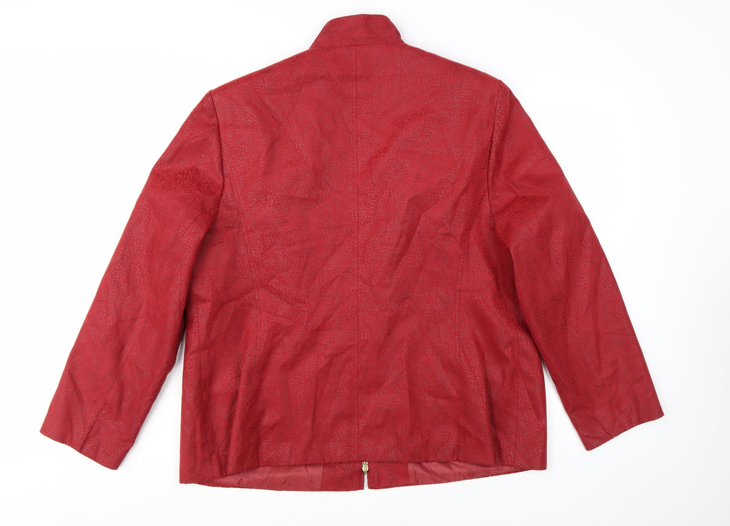 Marcona Women's Red Faux Leather Zip Jacket Size 18 Lined Classic Style