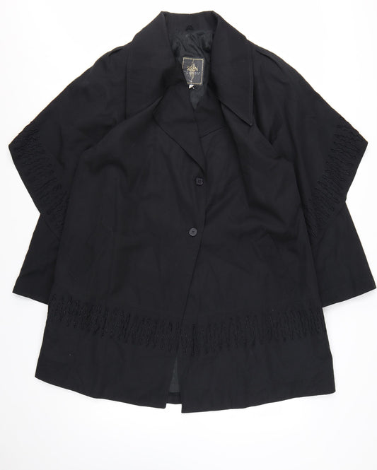 Siren Women’s Black Embroidered Mid-Length Overcoat Size S