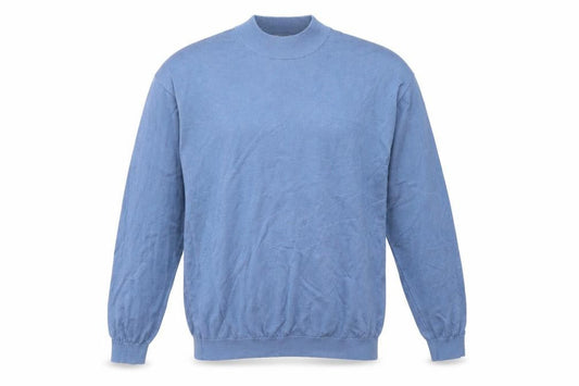 Baracuta Men's Blue Silk Cotton Mock Neck Pullover Jumper XL