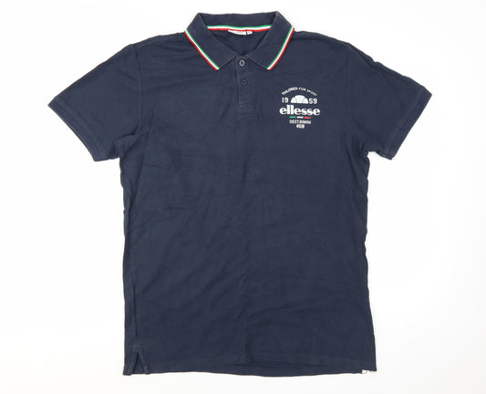 Ellesse Men's Navy Blue Cotton Polo Shirt XXL Classic Fit