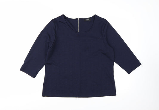 Klass Women Blue L Basic 3/4 Sleeve Jersey Blouse