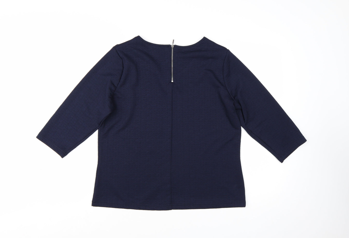 Klass Women Blue L Basic 3/4 Sleeve Jersey Blouse