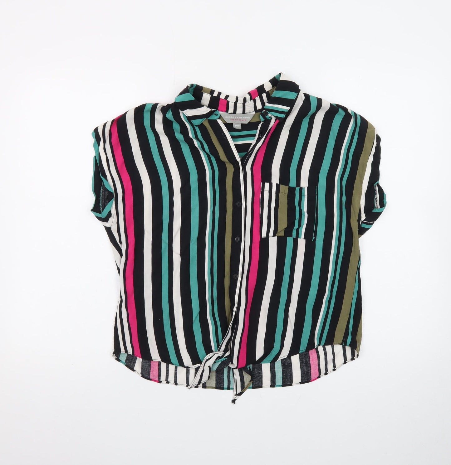Dorothy Perkins Women's Multicoloured Striped Button-Up Shirt Size 10