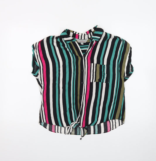 Dorothy Perkins Women's Multicoloured Striped Button-Up Shirt Size 10