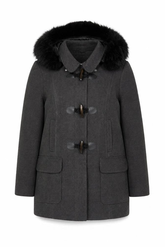 BHS Women Grey Mid-Length Hooded Duffle Coat Size 20