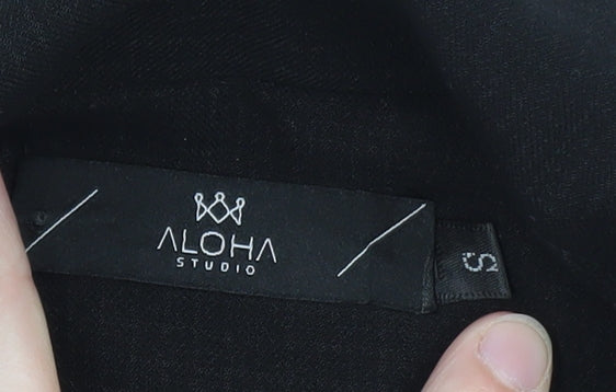 Aloha Studio Women's Black Cropped Single-Breasted Blazer Size S