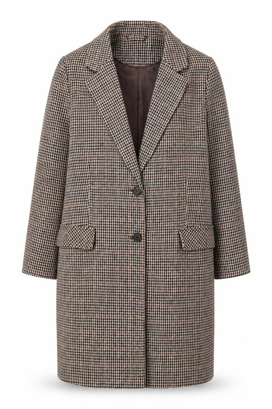 George Women’s Brown Houndstooth Long Coat Size 22 Classic Style