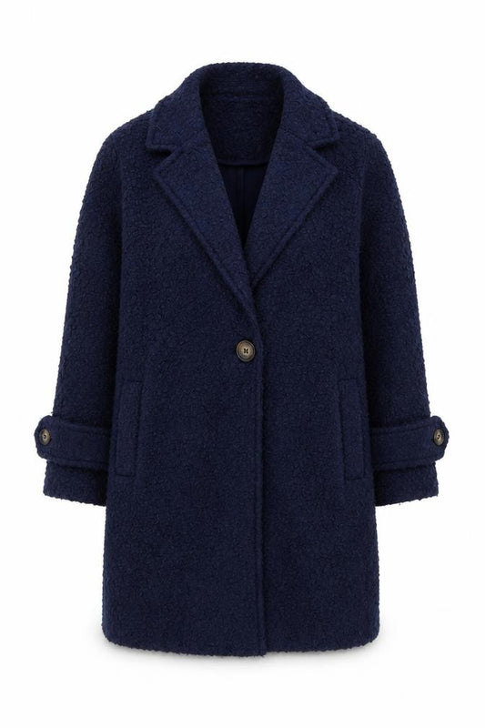 Tu Women’s Blue Mid-Length Overcoat Size 8 Lined Button Front