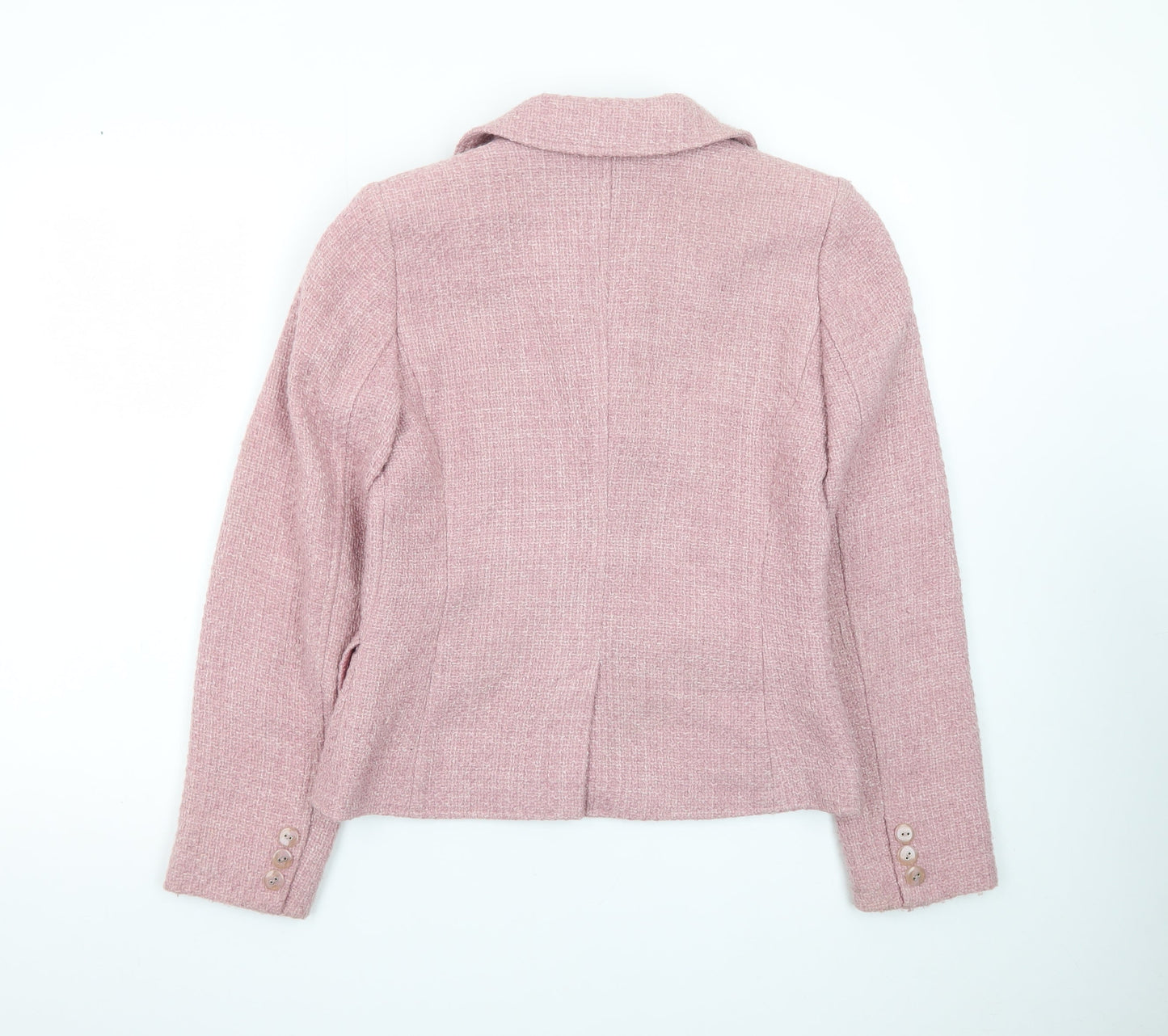 Cova Womens Pink Tweed Wool Blend Blazer Jacket Size 10