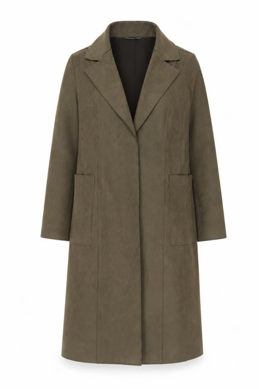 Massie Women’s Green Long Suede Overcoat in Size S