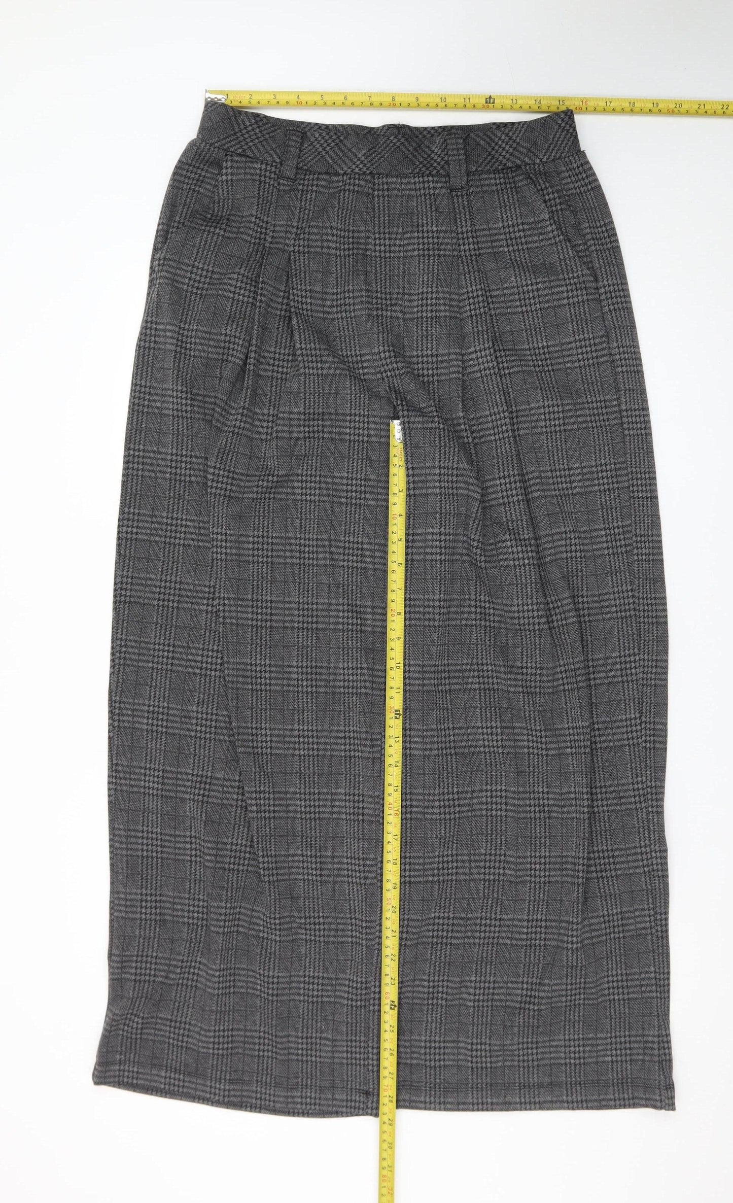 Halara Women's Grey Check Wide-Leg Stretch Trousers Size L