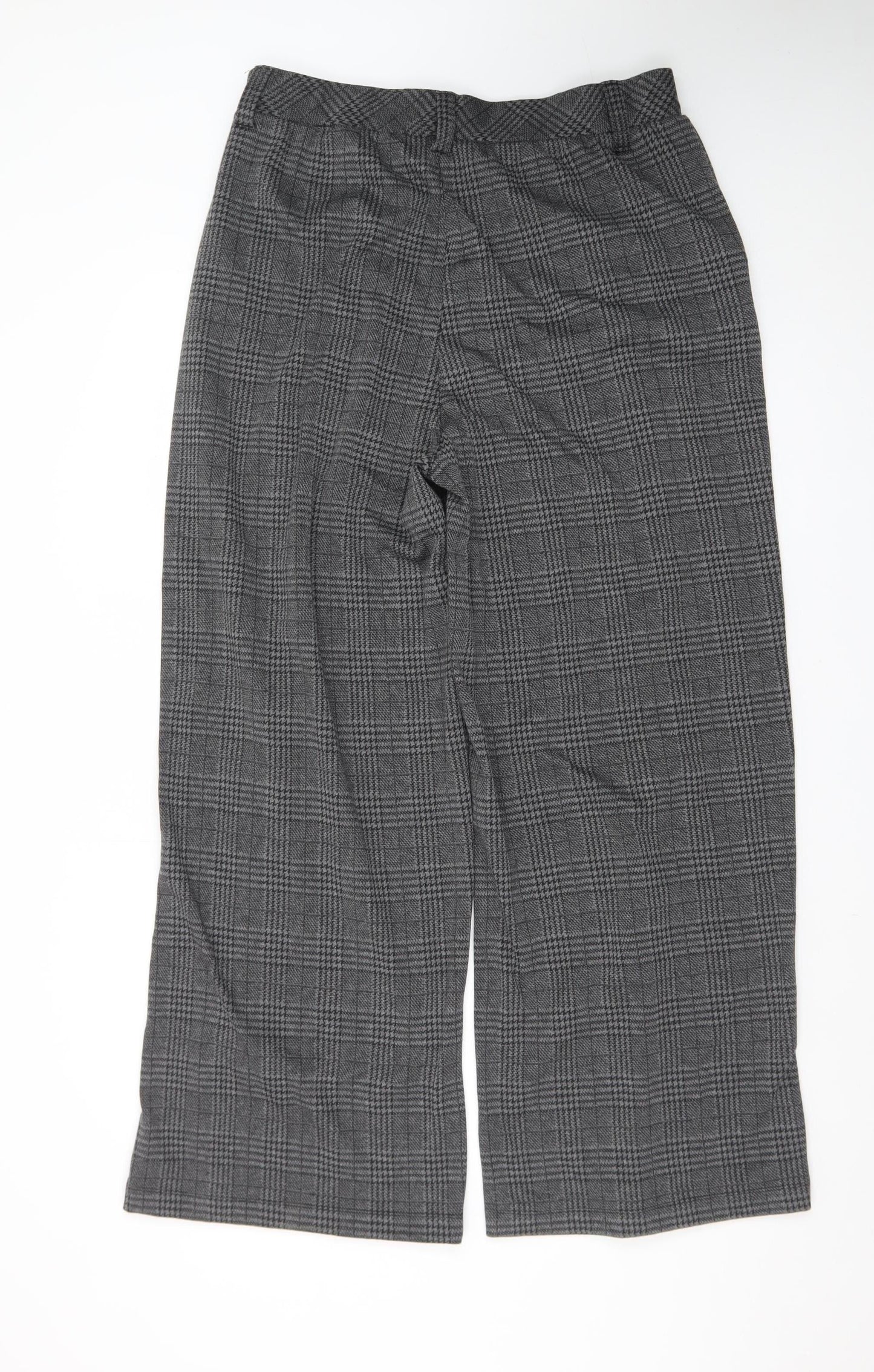 Halara Women's Grey Check Wide-Leg Stretch Trousers Size L