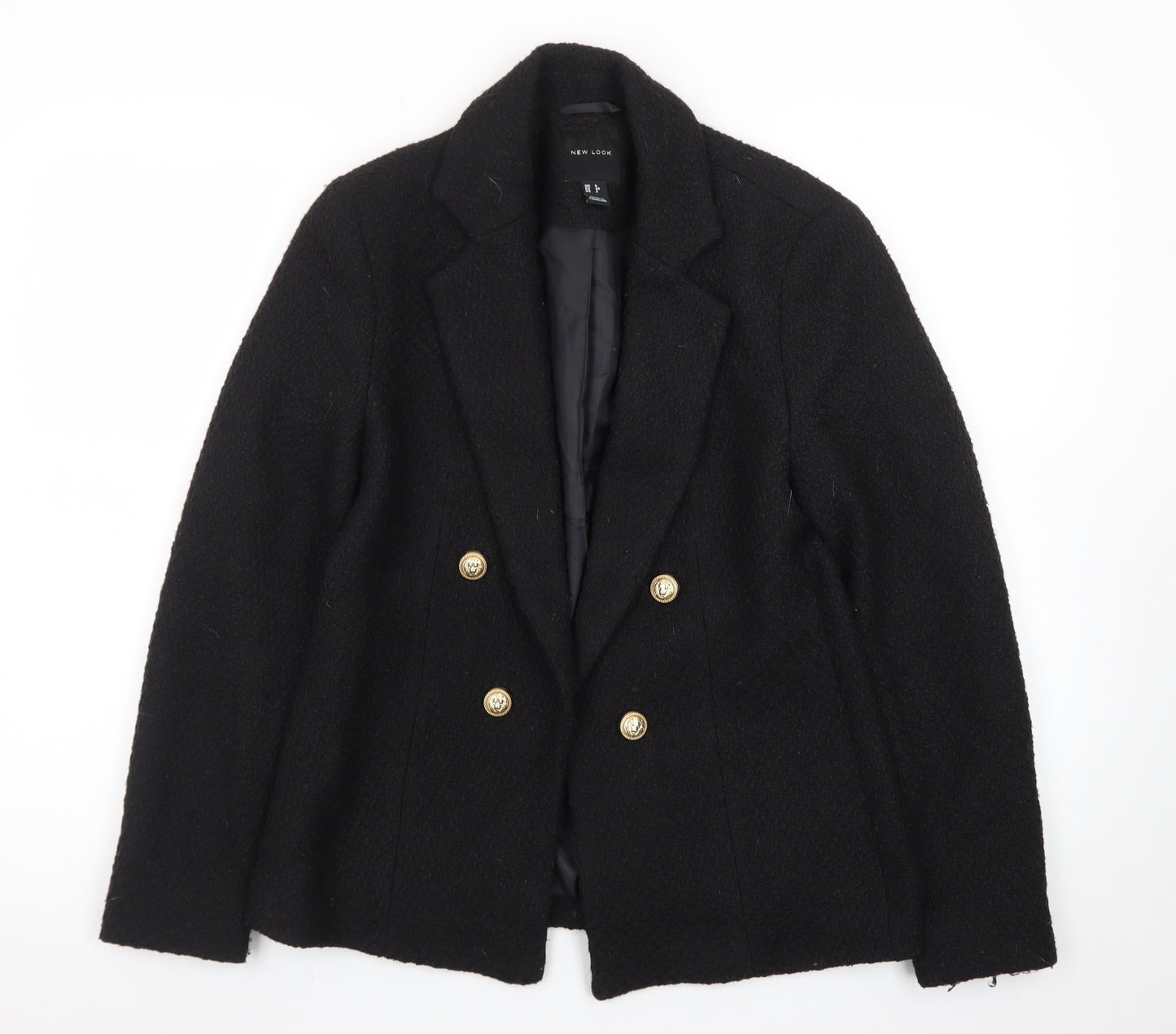 New Look Women's Black Wool-Blend Double-Breasted Blazer Size 6