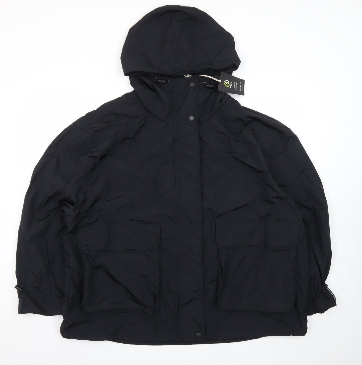 Next Women's Black Nylon Hooded Parka Jacket Size 16