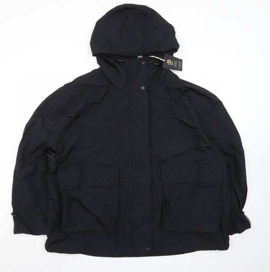 Next Women's Black Nylon Hooded Parka Jacket Size 16