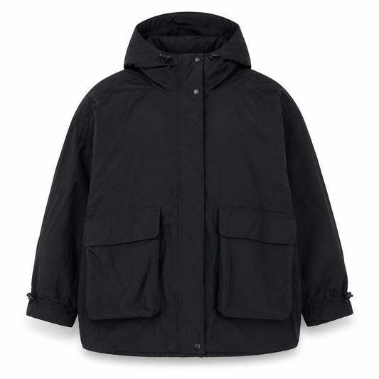Next Women's Black Nylon Hooded Parka Jacket Size 16