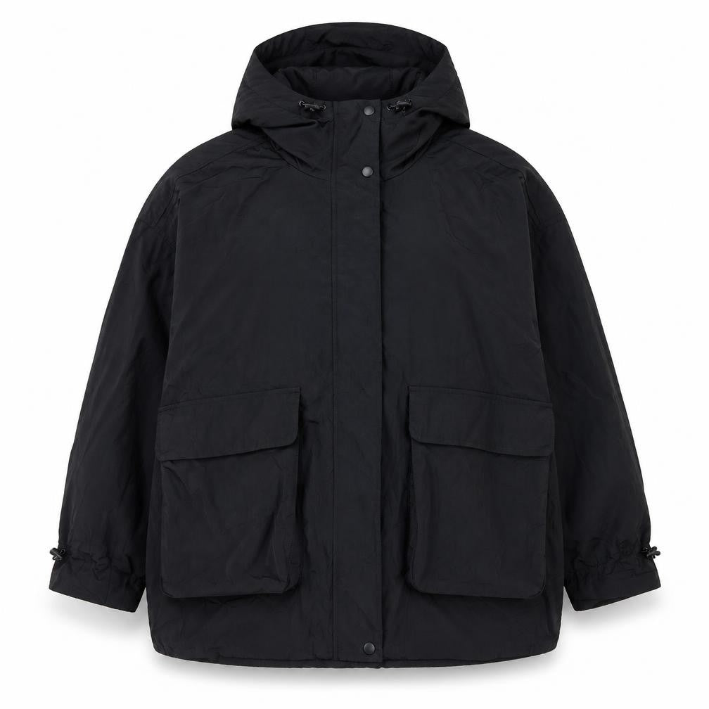 Next Women's Black Nylon Hooded Parka Jacket Size 16